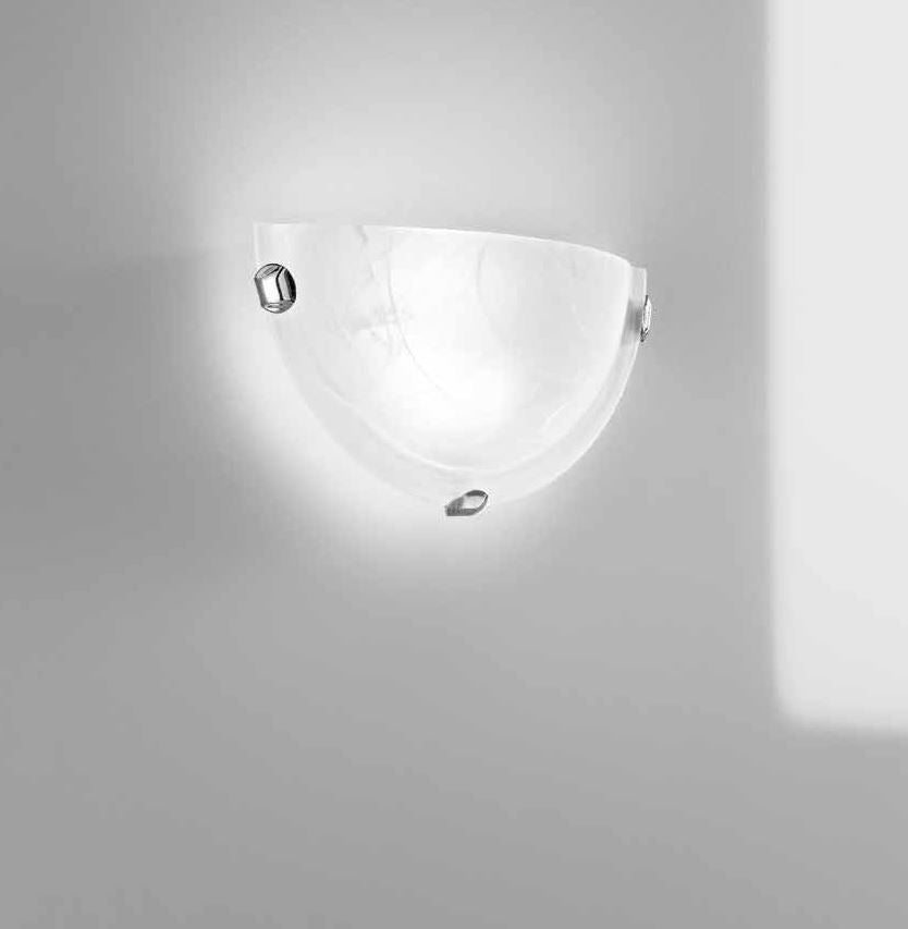 Applique LED in vetro alabastro bianco con finiture cromo CCT 12W 1760LM LUNA Applique LED in vetro alabastro bianco con finiture cromo CCT 12W 1760LM LUNA